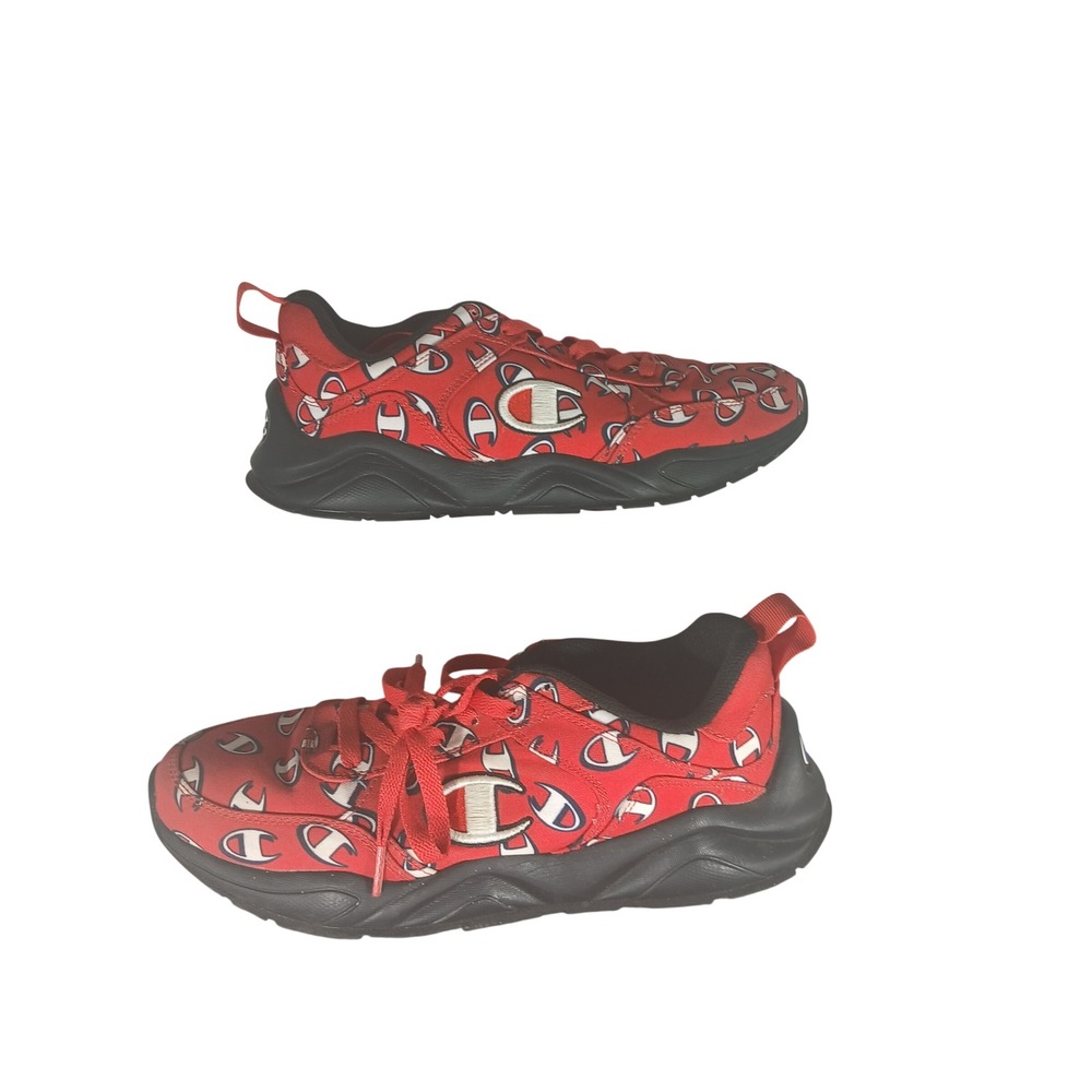 Champion 93Eighteen Repeat C Sneakers 6.5Y Red All Over Logo Print Low Top Shoe